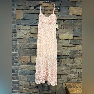 Altar'd State Pale Pink Floral Maxi Dress with Spaghetti Straps